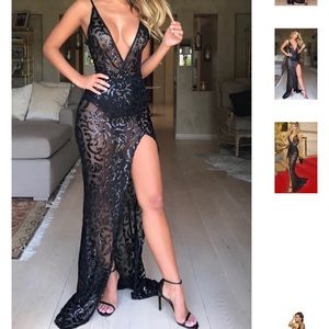 Sheer Sequin Evening Gown